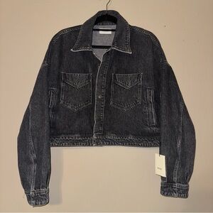 AGOLDE Hera Denim Jacket Black Washed Paradox Snap Buttons Womens Large NEW TAGS